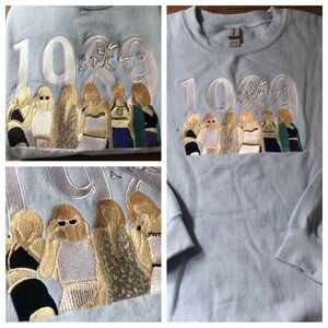 NEW Taylor Swift pullover 1989 XL Fan Made Embroidered Blue Sweatshirt
